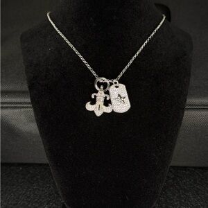 Chrome Hearts Studded Dogtag Double  Pendant Necklace